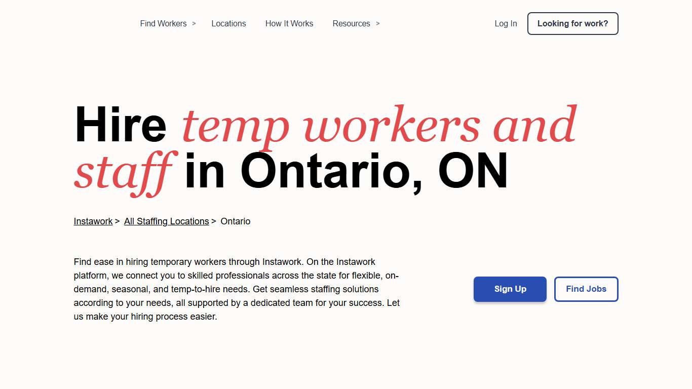 Temporary Workers and Staff in Ontario Instawork